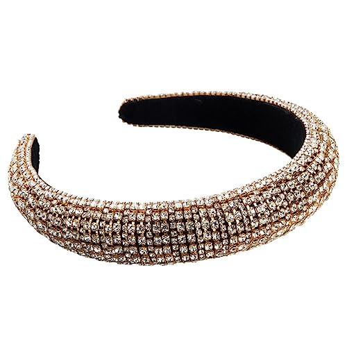 Modisches Damen-Stirnband, Haarreifen – Retro-Schwamm, Breiter Kopfschmuck, Charme, Schicker Mädchen-Kopfschmuck, Schmuck, Flippige Goldene Strass-Haarkrone, Accessoires, Weibliche Kopfbedeckung, U von UOMSKTY