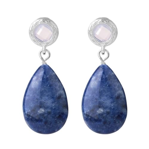 Natürliche Lapislazuli-Ohrstecker – Tropfenform,Geometrisch,Handgefertigt,Hängeohrringe,Vintage,Einzigartige Runde Kristall-Ohrringe,Schmuck Für Frauen Und Mädchen,Geschenke,Blau von UOMSKTY