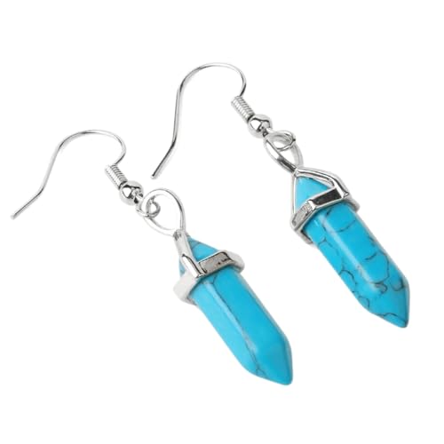 Natürliche Türkisfarbene Tropfen-Ohrringe – Sechseckige Aura-Naturstein-Kristall-Ohrhänger,Vintage-Einzigartige Blaue Türkis-Ohrringe,Schmuck Für Frauen Und Mädchen,Geschenke,Blau von UOMSKTY