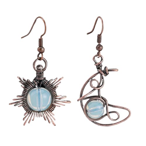 Natürlicher Blauer Opal-Tropfenohrring – Handgefertigte Ohrhänger In Sonnen- Und Mondform,Modische Böhmische Ohrhänger Für Frauen,Geschenkideen,Blau von UOMSKTY