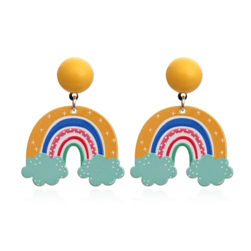 Niedliche, Lustige Regenbogen-Wolken-Ohrringe Aus Acryl Für Damen – Statement-Ohrhänger Mit Geometrischem Anhänger, Charm, Schicker Ohrstecker, Cartoon-Accessoires, Modisches Geschenk Für Frauen von UOMSKTY