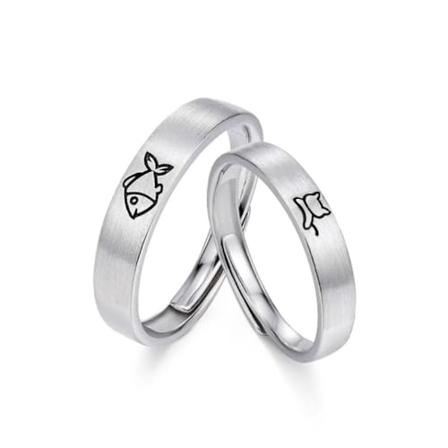 Niedlicher Ring Mit Tierprägung Für Paare – Exquisite Eheringe Mit Ewigkeitsversprechen, Verstellbarer Ring Mit Cartoon-Fisch Und Katze, Charmanter, Schicker Jubiläumsschmuck, Accessoires Für Fr von UOMSKTY