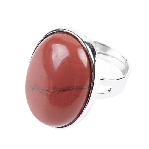 Öffnungsringe Aus Natürlichem Rotem Jaspis – Handgefertigte Solitär-Cabochon-Ringe Aus Halbedelsteinen Mit Weißem Kristallobsidian,Verstellbare Ringe,Schmuckgeschenke Für Frauen,Rot,Verstellbar von UOMSKTY