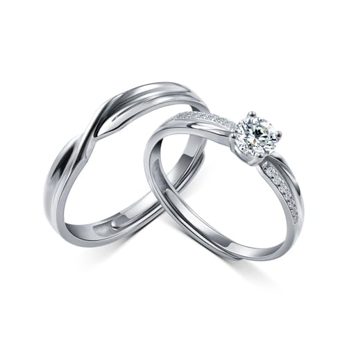 Offene Ringe Für Paare Aus Glänzendem Zirkon S925 - Modischer, Verdrehter Kreuzlinien-Ring, Verstellbarer Ring, Jubiläums-Ehering, Charm Ewigkeit, Ewigkeit, Schmuck, Accessoires, Männer Und Fraue von UOMSKTY