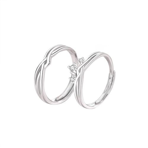 Offene Ringe Für Paare Aus Glänzendem Zirkon S925 - Modischer Dreiadriger, Verstellbarer Ring, Jubiläums-Ehering, Charm Ewigkeitsversprechen, Schmuck, Accessoires, Männer Und Frauen, Geschenk, Ei von UOMSKTY