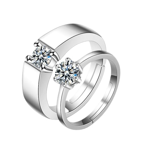 Offener Ring Für Männer Und Frauen, Passende Ringe Für Paare – Kreativer, Glänzender, Geometrischer Zirkon, Verstellbarer Ring, Charme, Schicker Versprechensring, Romantisches Jubiläum, Ehering von UOMSKTY