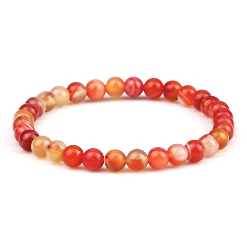 Orange Gestreiftes Achat-Perlenarmband Aus Naturstein – 6 Mm Runde Perlen, Stretch-Armreif, Vintage-Edelstein-Armband, Charm-Schmuck, Neuheit, Trend-Accessoires, Geschenk Für Männer Und Frauen, Or von UOMSKTY