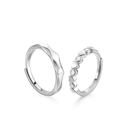 Ring Für Männer Und Frauen, Passende Ringe Für Paare – Exquisiter Herz-Zirkon-Geometrischer, Verstellbarer Ring, Ewigkeitsversprechen, Offener Ring, Romantisches Jubiläum, Eheringe, Schmuckgesch von UOMSKTY