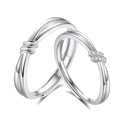 Ring Für Männer Und Frauen, Passende Ringe Für Paare – Verstellbarer Ring Mit Konzentrischem Zirkonknoten Und Geometrischem Ewigkeitsversprechen, Offener Ring, Schicker Charme, Schmuck, Jubiläum von UOMSKTY