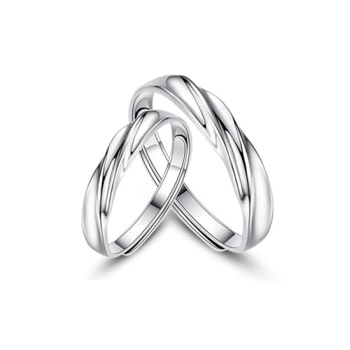 Romantischer Egagement-Ring Für Paare - Minimalistischer S925 Eternity Promise Ehering, Glänzender, Gedrehter, Verstellbarer Ring, Charm-Jubiläums-Schmuckzubehör Für Frau Und Mann, Ein Paar Ringe von UOMSKTY