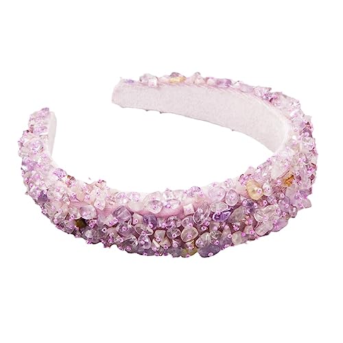 Romantisches Lila Naturstein-Stirnband Für Frauen – Breiter Haarreifen Im Barock-Vintage-Stil, Trend-Kopfschmuck-Accessoires, Charme, Neuheit, Schicker Schmuck, Haarkrone, Flippige Party-Kopfbedeck von UOMSKTY