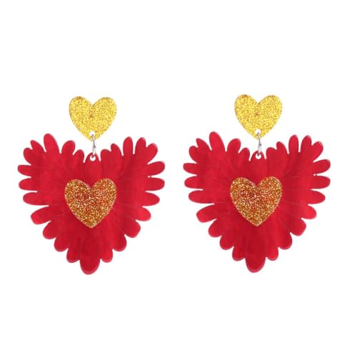 Rote Acryl-Blütenblatt-Herz-Tropfen-Ohrringe Für Damen – Modischer, Neuartiger Langer Ohrhänger Mit Blumen-Anhänger, Ohrstecker, Charm-Trend, Schmuck, Elegante Accessoires, Ästhetische Ohrringe von UOMSKTY