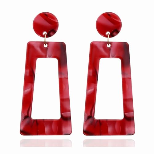 Rote Acryl-Ohrhänger Im Retro-Stil Für Damen - Modischer, Farbenfroher, Geometrischer Anhänger, Ohrstecker, Charm-Trend-Schmuck, 70Er-80Er-Jahre-Trend, Langes Ohrhänger-Accessoire, Geschenke Für von UOMSKTY