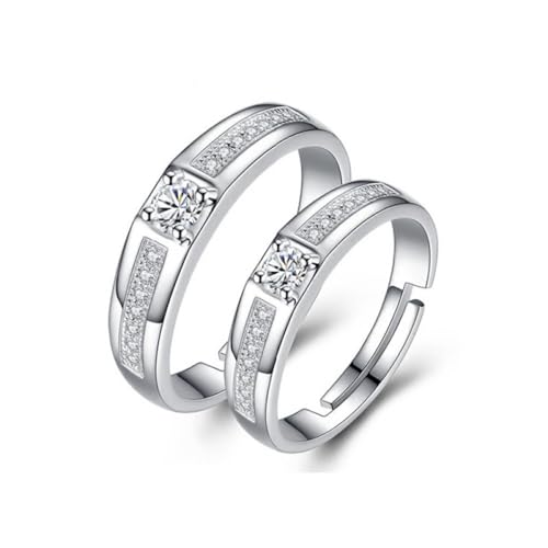 S925 Geometrisch Verstellbarer Paarring - Modischer Luxus-Zirkon-Offener Ring Für Männer Und Frauen, Jahrestag, Ewigkeit, Eheringe, Eleganter Charm-Trend, Schmuckzubehör, Schönes Geschenk, Ein Pa von UOMSKTY