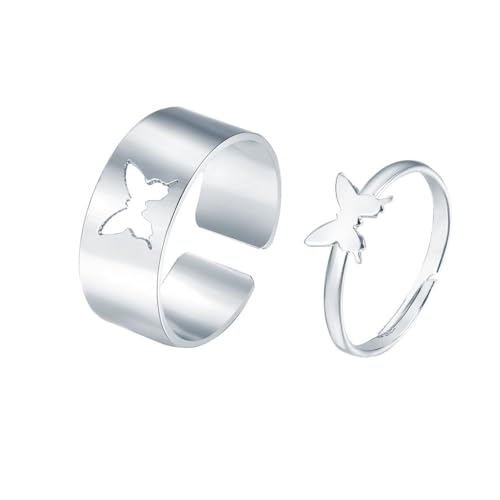 Schmetterling, Verstellbarer Paarring – Kreativer, Hohler, Glänzender, Geometrischer, Offener Ring, Jahrestag, Ewigkeit, Eheringe, Charm-Trend, Schmuck, Mode, Herren, Damen, Accessoires, Geschenk, von UOMSKTY