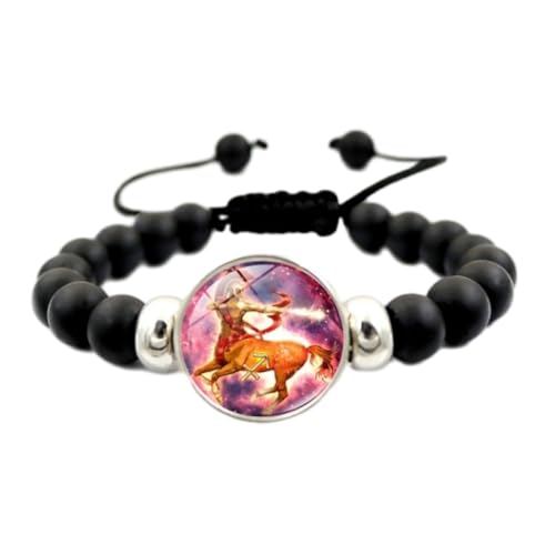 Schütze Vintage Sternzeichen-Konstellations-Armbänder – Sternzeichen-Armband, Schwarzes Perlenarmband, Verstellbares Horoskop-Armband, Geburtstagsschmuck, Geschenk Für Frauen Und Mädchen, 18 Cm von UOMSKTY