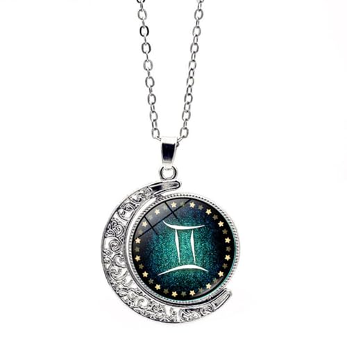 Sternzeichen-Halskette – Sternzeichen-Konstellation,Horoskop,Himmlischer Astrologie-Schmuck,Stilvoller Rotierender Mond-Anhänger,Sternzeichen-Schmuck,Geburtstagsgeschenke Für Frauen Und Mädchen,Zw von UOMSKTY