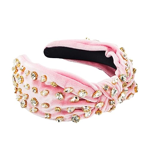 Süßer Rosa Cord-Haarreif Mit Knoten – Charm-Strass-Stirnband Für Mädchen, Übertrieben, Breite Kopfbedeckung, Accessoires, Damen-Neuheitstrend, Haarkrone, Schmuck, Party, Abschlussball, Kopfbede von UOMSKTY