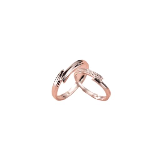 Trendige, Verstellbare Ringe Für Paare - Kreativer, Konkaver, Geometrischer, Offener Ring, Luxuriöser Zirkon-Ehering-Schmuck, Charm-Modeaccessoires Für Verliebte, Frauen, Männer, Geschenk, Ein Pa von UOMSKTY