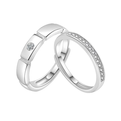 Trendige, Verstellbare Versprechensringe Für Paare – Exquisiter Offener Zirkon-Ring, Minimalistischer Geometrischer Verlobungs-/Ehering-Schmuck, Charm-Modeaccessoires Für Damen Und Herren, Geschen von UOMSKTY