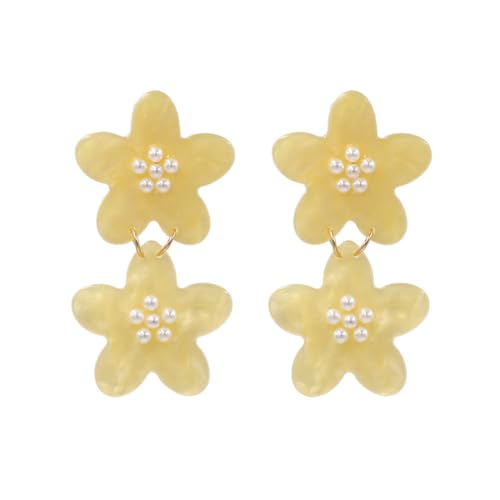 Übertriebene Acryl-Blumen-Ohrhänger Für Damen – Modische Gelbe Blumen-Anhänger-Ohrstecker, Urlaubs-Strand-Ornament, Charme, Schicke Schmuck-Accessoires, Mädchen-Geschenke, Wie Abgebildet von UOMSKTY