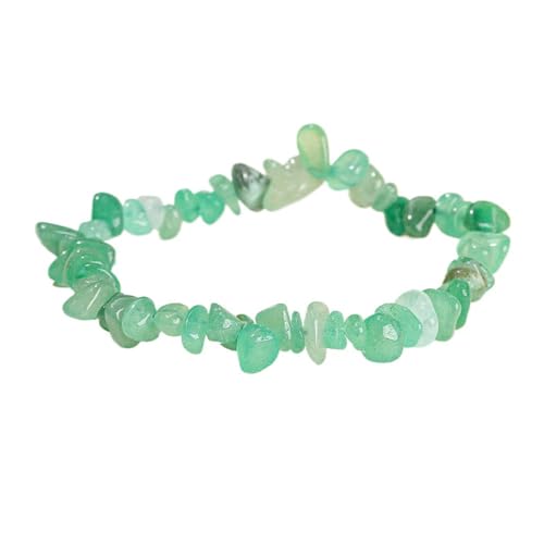 UOMSKTY Grünes Aventurin-Jade-Kies-Perlenarmband – Unregelmäßige Edelstein-Stretch-Armreifen, Naturstein-Yoga-Armband, Damen- Und Herren-Trendschmuck, Charm, Schickes Zubehör, Geschenk, Grün, 18 Cm von UOMSKTY