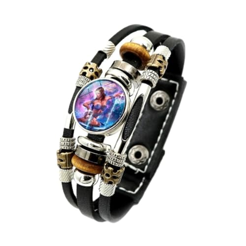 UOMSKTY Leuchtendes Lederarmband Wassermann-Sternzeichen, Retro-Punk-Sternbild-Armband Aus Geflochtenem Seil, Leuchtender Handgewebter Mehrschichtiger Armreif Für Männer Und Frauen, 17,5, 20,5 Cm von UOMSKTY