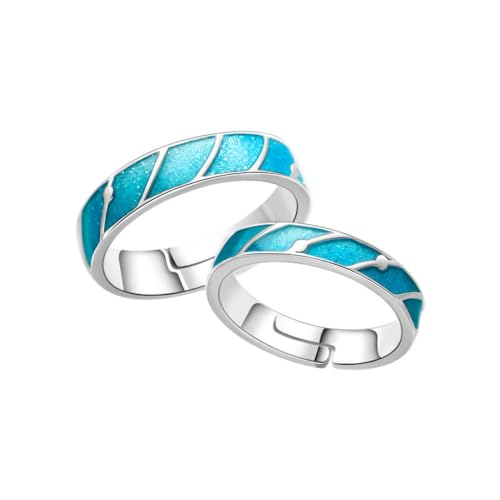 UOMSKTY Luxus-Egagement-Ring Für Paare – Romantischer Blauer Emaille-Meteor-Ehering, Geometrisch Verstellbarer Ring, Charme Exquisiter Jubiläumsschmuck-Accessoires Für Frau Und Mann, Ein Paar Ringe von UOMSKTY