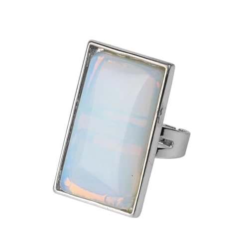 UOMSKTY Natürlicher Opal-Öffnungsring – Rechteckiger Opal-Reiki-Ring Mit Verstellbarer Größe,Modischer Geometrischer,Exquisiter Ring Für Männer Und Frauen,Schmuck,Passend Für Party-Jubiläum,Blau,Vers von UOMSKTY