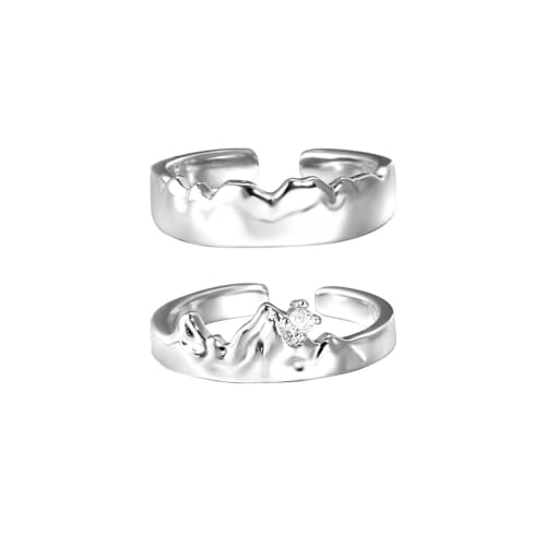 UOMSKTY Romantischer Ehering Für Paare - Eternity Promise Eheringe, Verstellbarer Ring Mit Gletscherglänzendem Zirkon, Charme Exquisiter Jubiläumsschmuck-Accessoires Für Frau Und Mann, Ein Paar Ringe von UOMSKTY