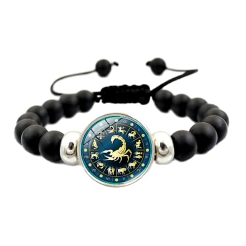 UOMSKTY Skorpion 12 Konstellation Unisex-Armband – Kreatives Perlen-Sternbild-Armband, Verstellbares Schwarzes Perlenarmband Für Damen Und Herren, Schmuck, Geburtstagsgeschenk, 18 Cm von UOMSKTY