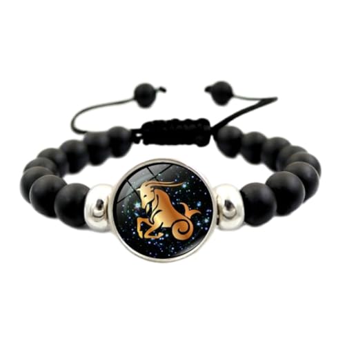 UOMSKTY Stier-Sternbild-Sternzeichen-Armband – Horoskop-Schmuck, Verstellbares Schwarzes Perlenarmband, Sternzeichen-Armband Für Damen Und Herren, Schmuck, Geburtstagsgeschenk, 18 Cm von UOMSKTY