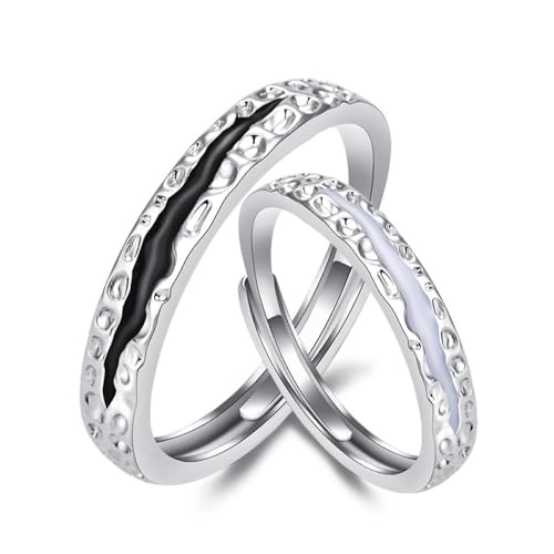 Unregelmäßige Paare Passende Ringe Für Damen Und Herren – Modische Emaille-Wellen, Offener Ring, Verstellbare Eheringe, Charme, Exquisiter Versprechensring, Trend, Schmuck, Accessoires, Geschenk, von UOMSKTY