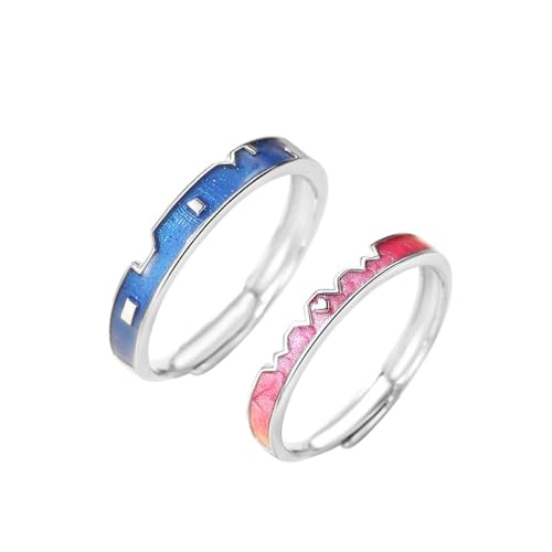 Verstellbare Passende Ringe Für Paare - Bunter Geometrischer Offener Emaille-Ring Für Damen Und Herren, S925-Ehering, Charm-Chic-Ewigkeitsschmuck, Accessoires, Geschenk Für Verliebte, Ein Paar Rin von UOMSKTY