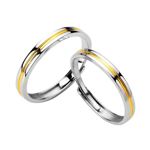 Verstellbare Passende Ringe Für Paare - Offener Ring Mit S925-Kontraststreifen-Prägung Für Damen Und Herren, Eheringe, Schicker Charme Für Die Ewigkeit, Schmuckzubehör, Geschenk Für Verliebte, von UOMSKTY