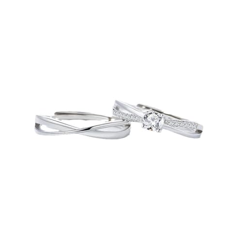 Verstellbare Passende Ringe Für Paare - S925 Glänzender, Gedrehter, Kreuzförmiger, Offener Ring Für Damen Und Herren, Glänzende Zirkon-Eheringe, Charme, Schicker Ewigkeitsschmuck, Accessoires, G von UOMSKTY