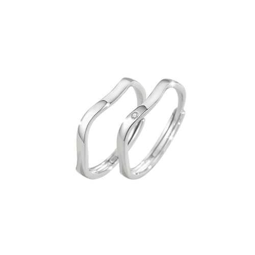 Verstellbare Passende Ringe Für Paare - S925 Minimalistischer Offener Ring Mit Wellenwellen Für Damen Und Herren, Glänzende Zirkon-Eheringe, Charm-Chic-Ewigkeitsschmuck, Accessoires Für Verliebte von UOMSKTY