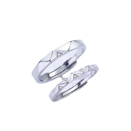 Verstellbare Zirkon-Ringe Aus S925 Für Paare - Exquisiter Offener Ring Mit Rautenabschnitt, Eleganter Verlobungs- Und Ehering-Schmuck, Charm-Modeaccessoires Für Damen Und Herren, Geschenk, Ein Paar von UOMSKTY