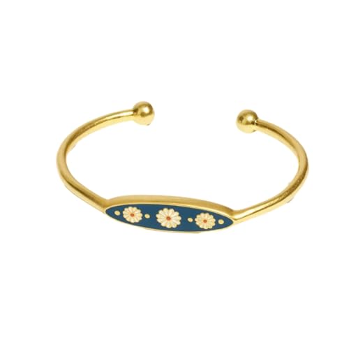 Verstellbarer Damen-Armreif Mit Gänseblümchen-Blumen - Elegantes, Luxuriöses, Palastblaues Emaille-Armband, Vintage-Ethno-Manschettenarmbänder, Damen-Trend-Charme, Schicke Accessoires, Mädchen-G von UOMSKTY