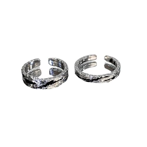 Verstellbarer Paarring Aus Schwarzer Emaille – Kreativer, Unregelmäßiger, Geometrischer, Offener Ring, Jubiläums-Versprechensband-Schmuck, Modetrend Für Männer Und Frauen, Charm-Chic-Accessoire von UOMSKTY