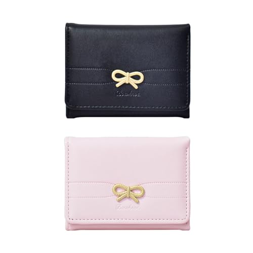 2-Teilige Bogenknoten-Pu-Münzbrieftasche, Einfache Und Modische Multifunktionsklappkartenbeutel, Niedliche Mini, Bequeme Reisebeutel. von UOPJDD
