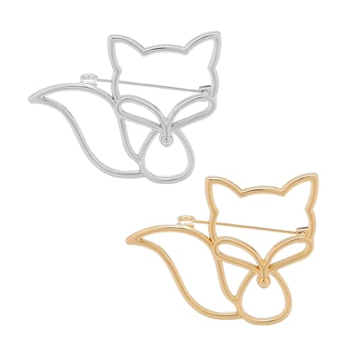UOPJDD 2 Stücke Metallhöhlenfuchsbrosche, Süße Tiere, Exquisite Modeabzeichen, Männer- Und Frauenkleidung Ornamente, Lustige Kleine Geschenke. von UOPJDD