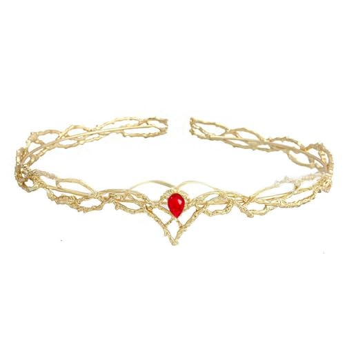 UOSIA Mode Gold Farbe Einfache Braut Tiara Kronen Kristall Anhänger Tiara Stirnband Fee Kostüm Krone Cosplay Zubehör Für Frauen von UOSIA