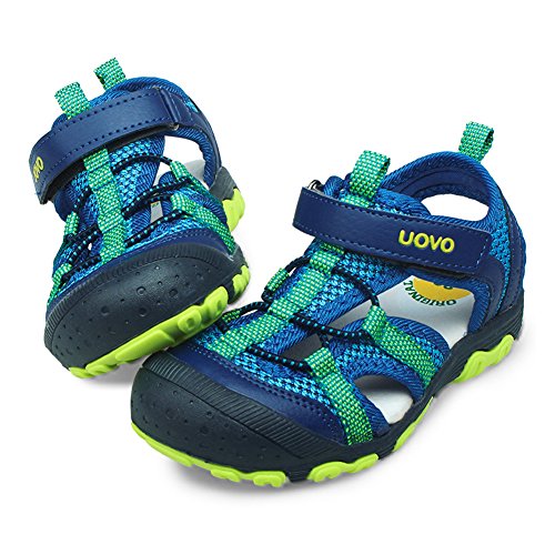 UOVO Jungen Sandalen Trekking Wandern Kinder Sandalen Outdoor Geschlossene Zehe Sandalen Sportliche Sommerschuhe Blau 23 von UOVO