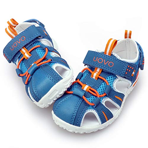 UOVO Jungen Sandalen Trekking Wandern Kinder Sandalen Outdoor Geschlossene Zehe Sandalen Sportliche Sommerschuhe Blau 25 von UOVO