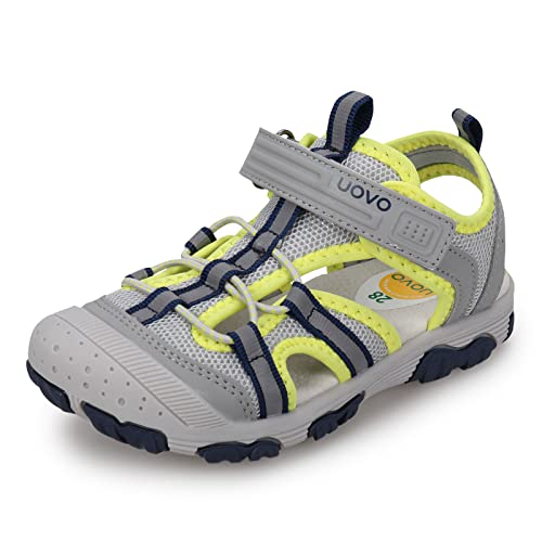 UOVO Jungen Sandalen Trekking Wandern Kinder Sandalen Outdoor Geschlossene Zehe Sandalen Sportliche Sommerschuhe Grau 24 von UOVO