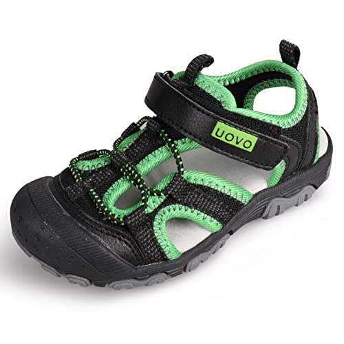 UOVO Jungen Sandalen Trekking Wandern Kinder Sandalen Outdoor Geschlossene Zehe Sandalen Sportliche Sommerschuhe Schwarz Grün 22 von UOVO