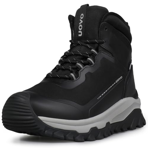 UOVO Herren Wasserdicht Mid Wanderstiefel All Season Trekking Trails Sneaker Turnschuhe Anti-Rutsch Wanderschuhe UK 7-11 (EU 40-45), Schwarz , 41 1/3 EU von UOVO