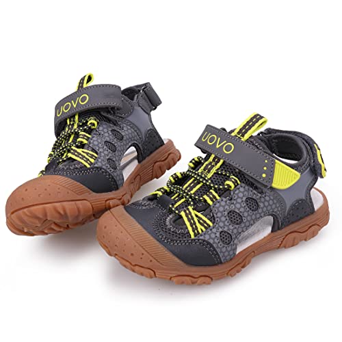 UOVO Jungen Sandalen Trekking Wandern Kinder Sandalen Outdoor Geschlossene Zehe Sandalen Sportliche Sommerschuhe Gelb 26 von UOVO