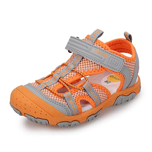 UOVO Jungen Sandalen Trekking Wandern Kinder Sandalen Outdoor Geschlossene Zehe Sandalen Sportliche Sommerschuhe Orange 22 von UOVO